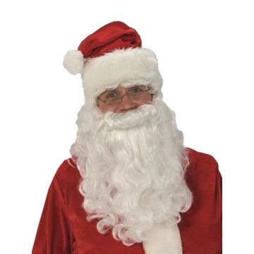 Adult Deluxe Santa Claus Costume - Red Velour Suit with Beard, Wig & Hat