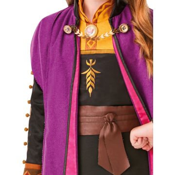 Girls Disney Frozen 2 Anna Deluxe Travel Costume Dress with Cloak - Limited Edition