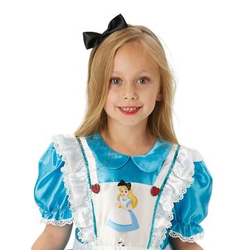Girls Alice in Wonderland Costume Dress - Disney Licensed Blue Satin with Apron & Bow