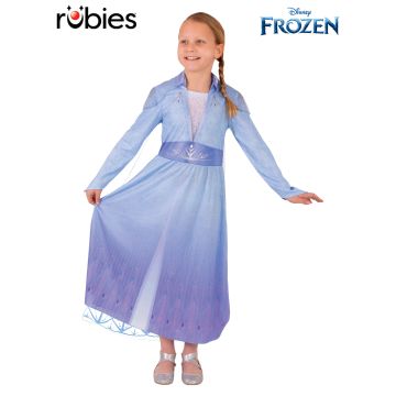 Girls Disney Frozen 2 Elsa Dress Costume with Detachable Cape