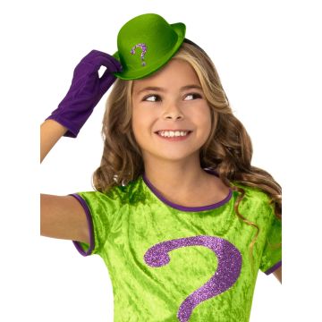 Girls The Riddler Tutu Dress Costume - DC Comics Supervillain Outfit with Hat & Gloves