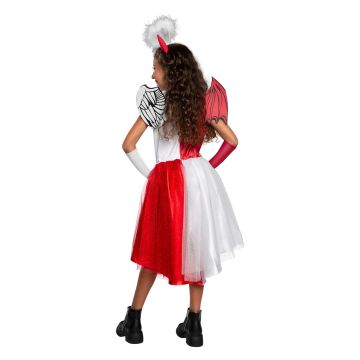 Girls Diabla Devil Angel Costume - Red & White Split Dress with Wings
