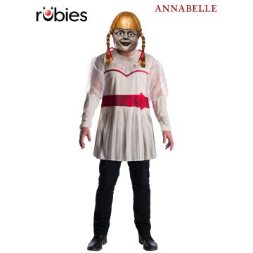 Adult mens Annabelle costume with white tunic dress and red sash detail