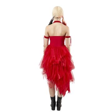 Adult Harley Quinn Red Sequin Dress Costume with Arm Bands