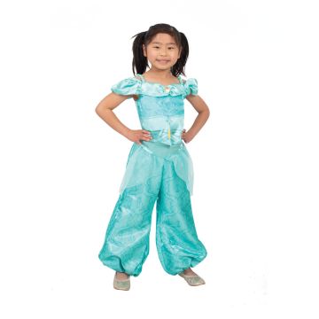 girls jasmine costume - disney aladdin princess dress with pants - alternate view