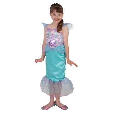 Girls Disney Ariel Sparkle Deluxe Costume - Little Mermaid Princess Dress