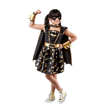Girls Batgirl Superhero Tutu Dress Costume with Cape, Mask & Gauntlets