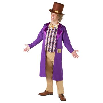 Adult Willy Wonka Deluxe Costume - Purple Tailcoat Jacket with Top Hat