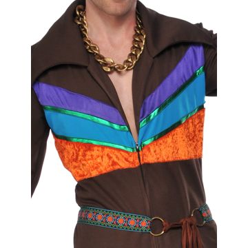 Adult Mens 70s Disco Jumpsuit Costume - Retro Groovy Rainbow Suit