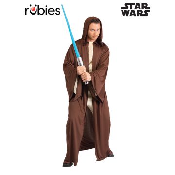 Adult Jedi Knight brown hooded robe costume full-length view