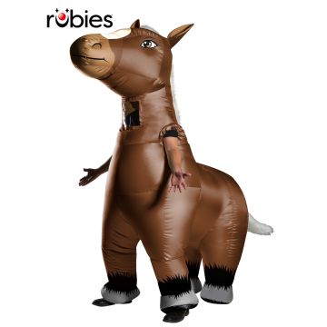 Adult inflatable horse costume full body view with white mane and tail