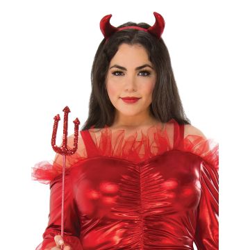 Plus Size Red Devil Costume Dress with Horns - Womens Halloween Demon Outfit