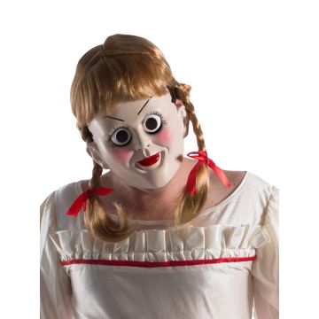 Adult Annabelle Costume with Mask and Wig - Demonic Doll Horror Dress