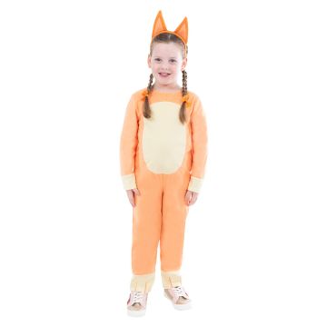 Toddler Bingo Bluey Costume - Red Heeler Jumpsuit with Tail and Ears