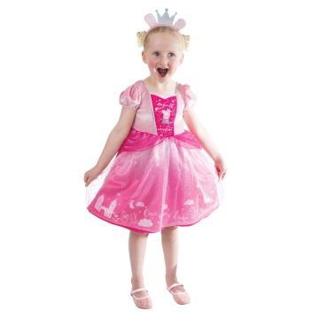 Girls Peppa Pig Princess Dress Costume with Crown Headband