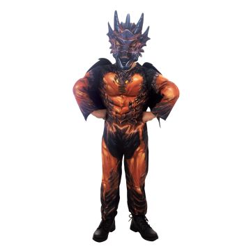 Kids Dragon Costume with Mask and Wings - Fire Dragon Jumpsuit