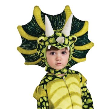 Kids Triceratops Dinosaur Costume - Full Body Plush Jumpsuit with 3D Horns