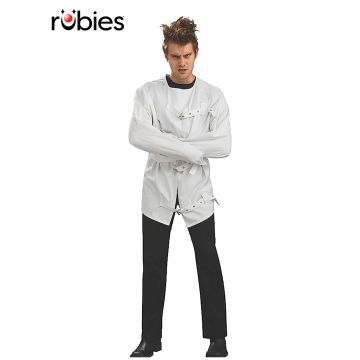 Adult insane asylum patient costume jacket with restraint belts and buckles