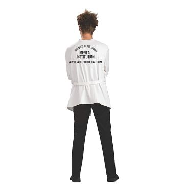 Adult Insane Asylum Patient Costume Jacket with Warning Print