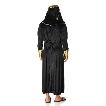 Adult Egyptian Pharaoh Costume - Black & Gold Robe with Headdress