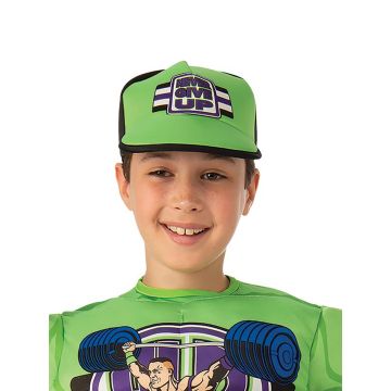 Kids John Cena WWE Muscle Chest Costume with Cap - Green Never Give Up Top