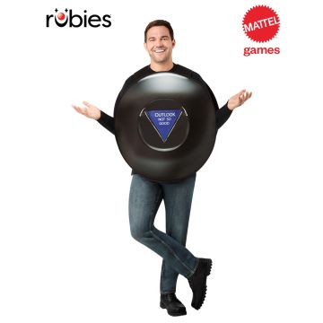 Adult Magic 8-Ball costume tabard with clear vinyl answer pocket and shoulder straps