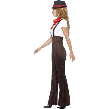 Women's 1940s Gangster Costume - Pinstripe Mobster Suit with Fedora