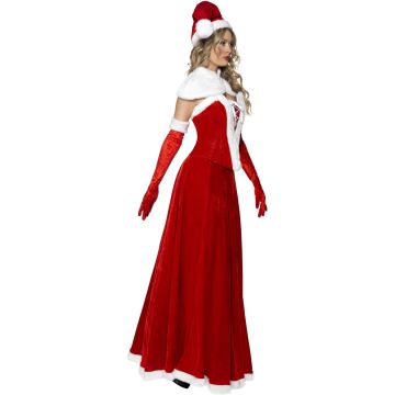 Deluxe Mrs Claus Costume - Adult Women's Victorian Velour Dress with Corset & Capelet