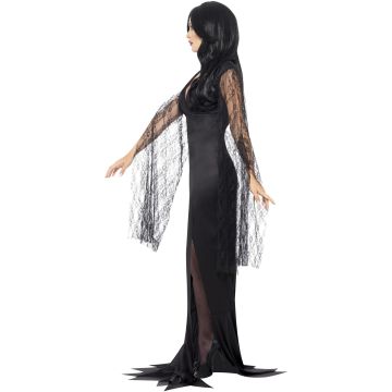 Adult Gothic Vampire Dress Costume with Lace Sleeves - Women's Dark Immortal Gown