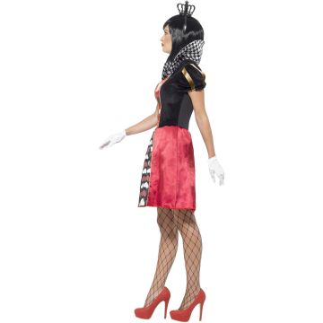 Adult Queen of Hearts Costume Dress with Crown and Gloves