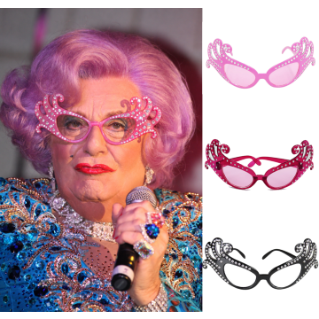 Adult Rhinestone Cat-Eye Glasses & Bouffant Wig - Flamboyant Character Accessory Set
