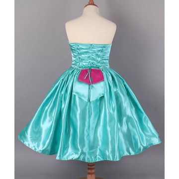 Girls Ice Queen Princess Dress - Turquoise Satin Embroidered Party Costume
