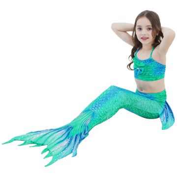 Girls Swimmable Mermaid Tail Costume with Monofin - Kids Bikini Set