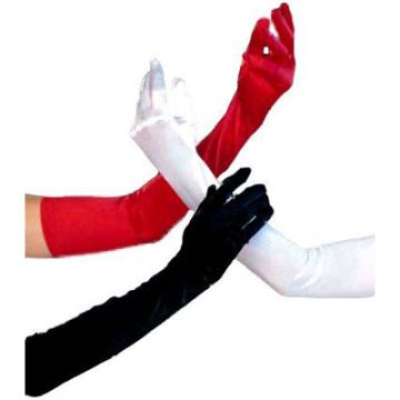 Black Costume Gloves - Adult Opera Length Satin Formal Gloves