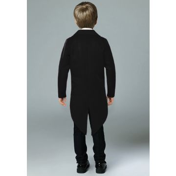 Kids Magician Tailcoat Jacket with Top Hat - Black Victorian Showman Costume