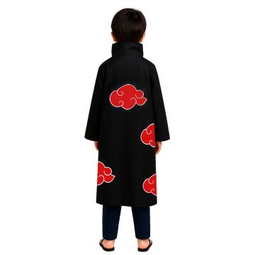 Kids Anime Rogue Ninja Cloak Costume - Black Red Cloud Cosplay Robe