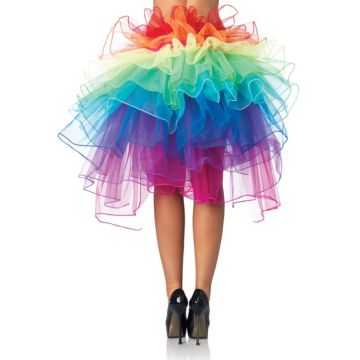 Adult Rainbow Bustle Skirt - 80s Showgirl Tutu with Layered Organza