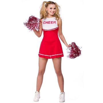 Red Cheerleader Costume - Ladies School Spirit Uniform Dress