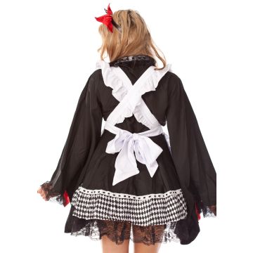 Adult Wonderland Card Character Costume - Alice Dress with Apron & Headband