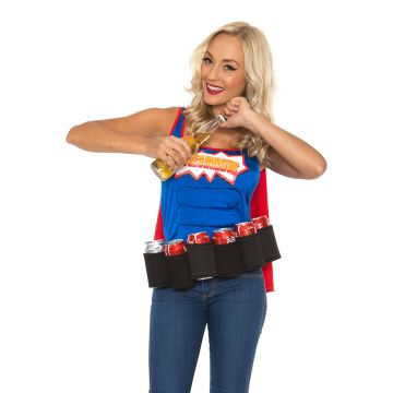 Oktoberfest Costumes Australia - Adult Oktoberfest Super Six-Pack Beer Girl Hero Superhero Halloween Fancy Dress Costume