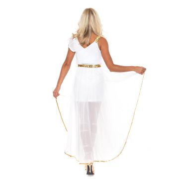 Womens Cleopatra Outfit - White Goddess Dress with Gold Trim