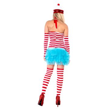 Adult Striped Character Costume with Tutu - Red & White Book Week Outfit