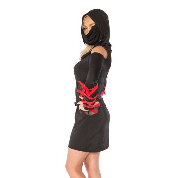Womens Ninja Assassin Costume Dress with Hood and Face Mask