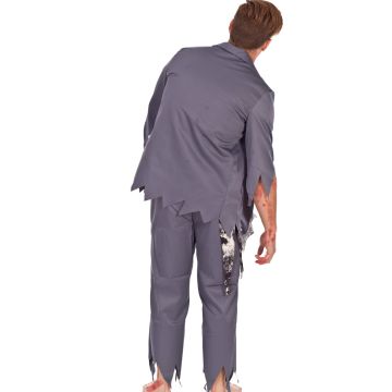 Adult Zombie Office Worker Costume - Bloodied Grey Suit with Tie