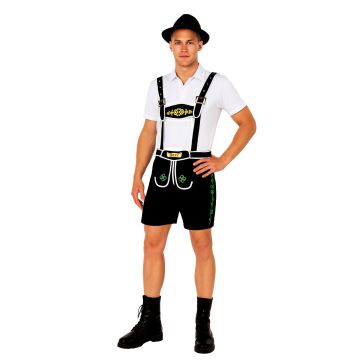 Adult Mens Oktoberfest Costume with Lederhosen Shirt, Shorts and Hat