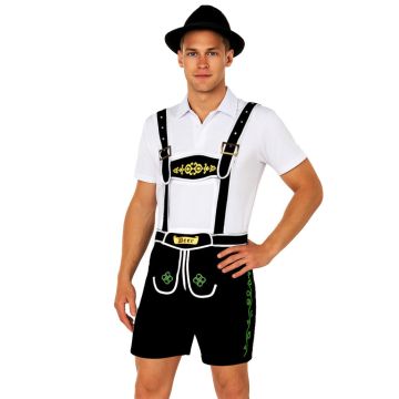 Adult Mens Oktoberfest Costume with Lederhosen Shirt, Shorts and Hat