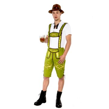 Adult Mens Bavarian Lederhosen Costume with Embroidered Suspenders (No Hat)