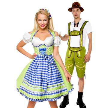 Green Couple Lederhosen Dirndl Maid Costume lh215+lh324