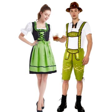 Green Couple Lederhosen Beer Maid Costume lh215g+ln1001g