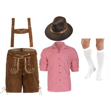 Mens Brown Lederhosen German Costume full set